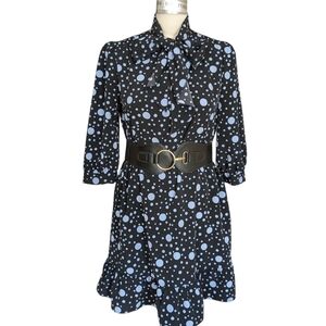 WhoWhatWear Polka Dot Tie Neck Dress Size Small
